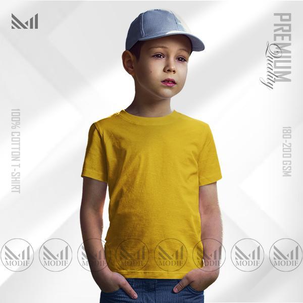 Bright Yellow Kids Plain T-Shirt | Ultra Soft Premium Cotton, Unisex Round Neck Short Sleeve