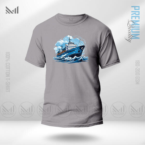Retro Ship Graphic T-Shirt Made With Premium Cotton Unisex Round Neck Short Sleeve