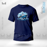 Retro Ship Graphic T-Shirt Made With Premium Cotton Unisex Round Neck Short Sleeve