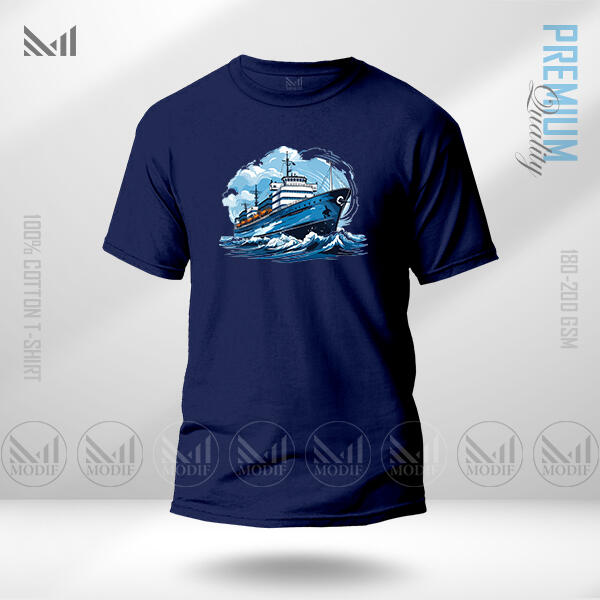 Retro Ship Graphic T-Shirt Made With Premium Cotton Unisex Round Neck Short Sleeve