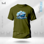 Retro Ship Graphic T-Shirt Made With Premium Cotton Unisex Round Neck Short Sleeve