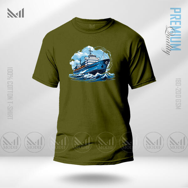 Retro Ship Graphic T-Shirt Made With Premium Cotton Unisex Round Neck Short Sleeve
