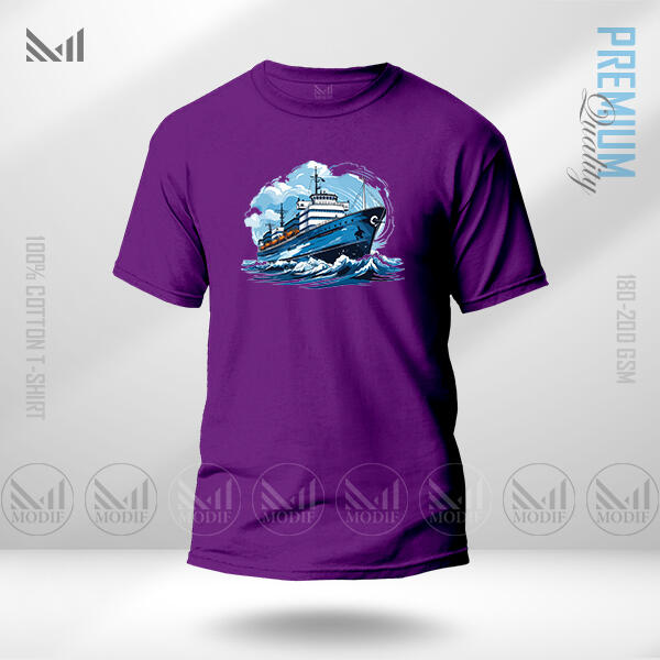 Retro Ship Graphic T-Shirt Made With Premium Cotton Unisex Round Neck Short Sleeve