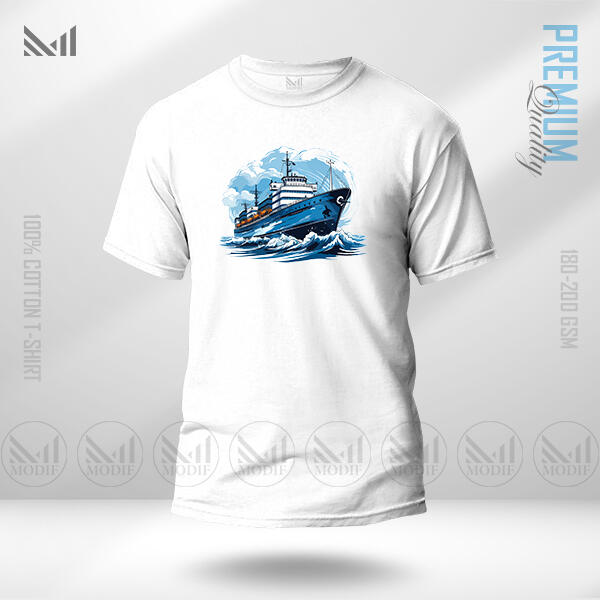 Retro Ship Graphic T-Shirt Made With Premium Cotton Unisex Round Neck Short Sleeve