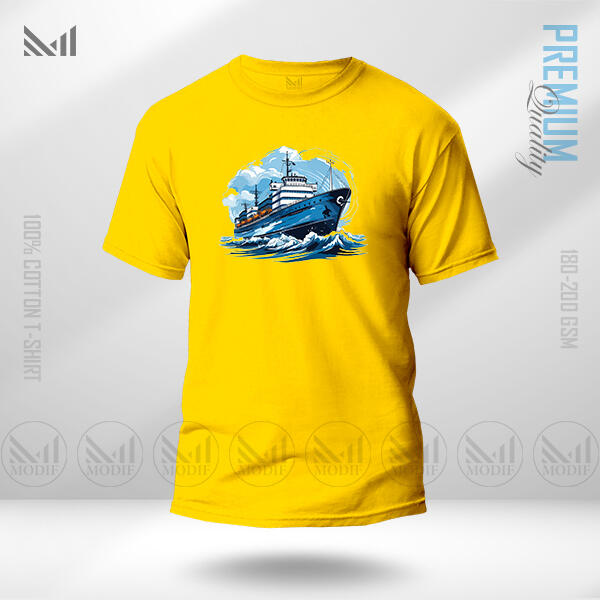 Retro Ship Graphic T-Shirt Made With Premium Cotton Unisex Round Neck Short Sleeve