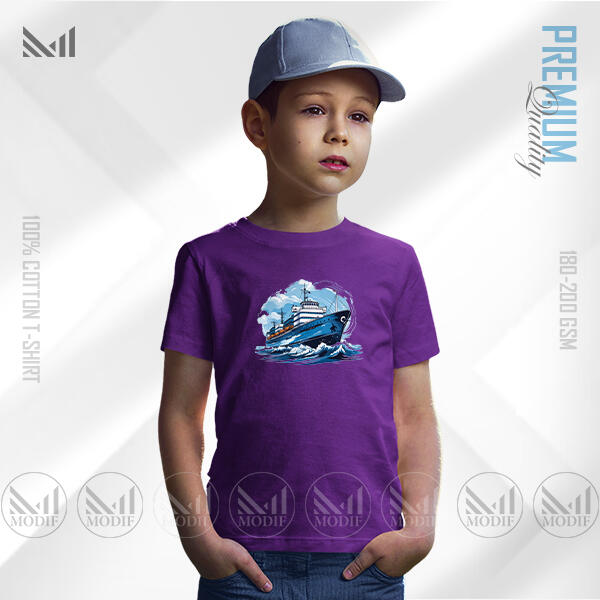Retro Ship Kids Graphic T-Shirt Made With Premium Cotton Unisex Round Neck Short Sleeve