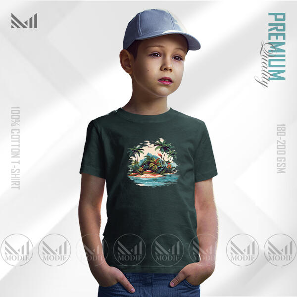 Sea Beach Kids Graphic T-Shirt Made With Premium Cotton Unisex Round Neck Short Sleeve