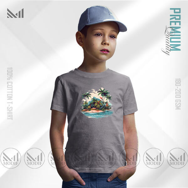 Sea Beach Kids Graphic T-Shirt Made With Premium Cotton Unisex Round Neck Short Sleeve