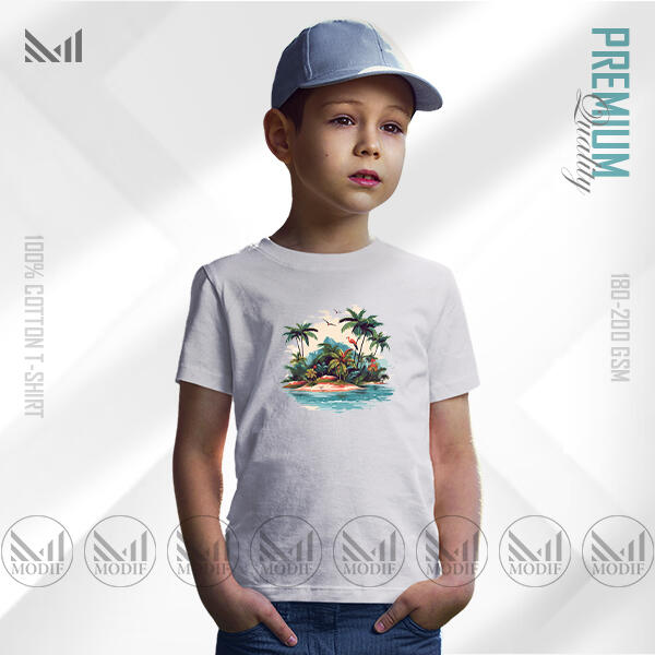 Sea Beach Kids Graphic T-Shirt Made With Premium Cotton Unisex Round Neck Short Sleeve