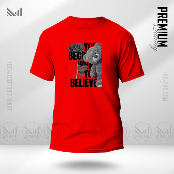 Teddy Bear Graphic Design T-Shirt Premium Cotton Neck Round Short Sleeve