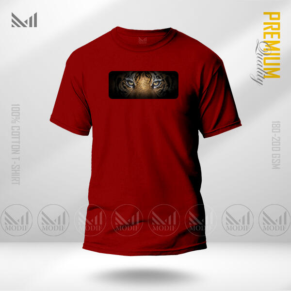 Tiger Eye Graphic Design T-Shirt Premium Cotton Neck Round Short Sleeve