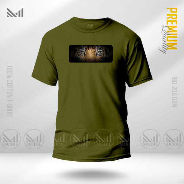 Tiger Eye Graphic Design T-Shirt Premium Cotton Neck Round Short Sleeve