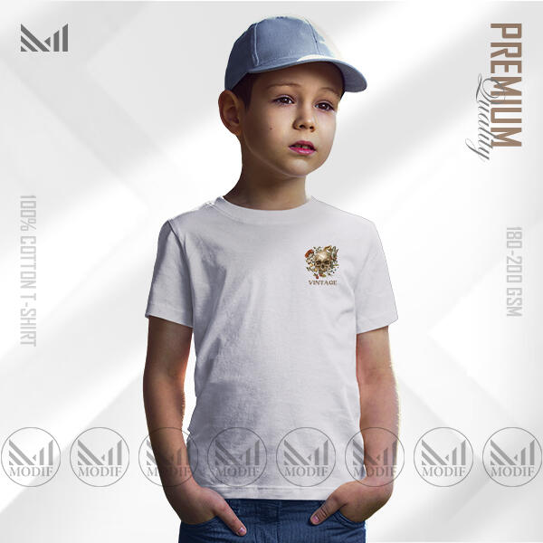 Vintage Kids Classic T-Shirt Made With Premium Cotton Unisex Round Neck Short Sleeve